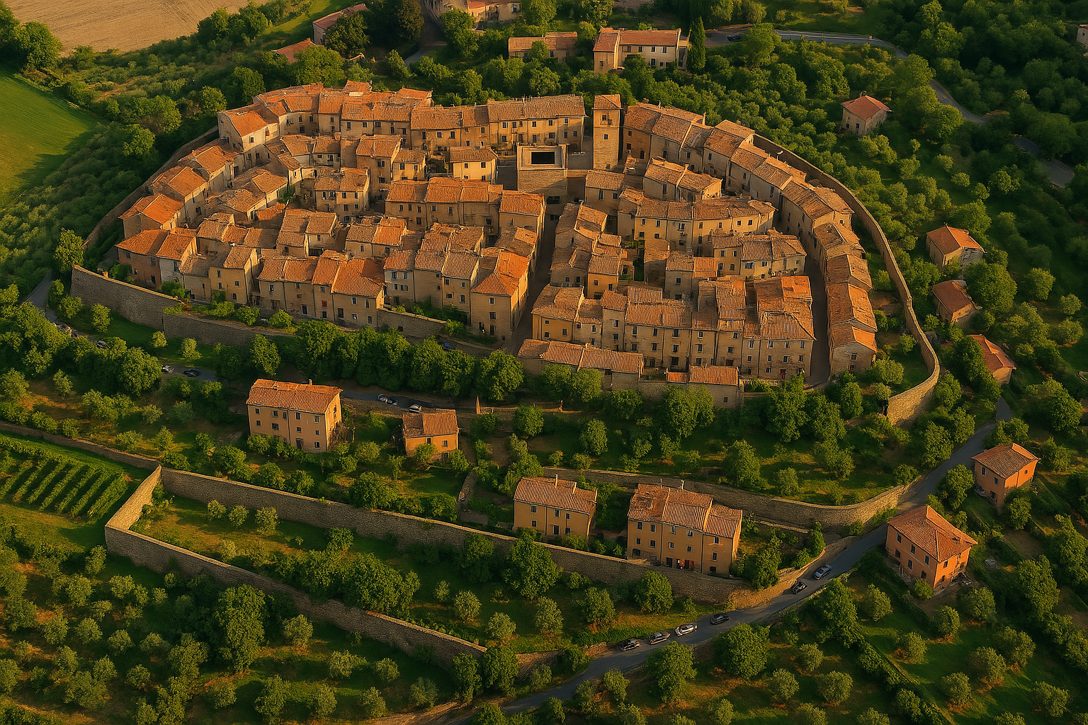 Aerial view of Collescipoli historic village